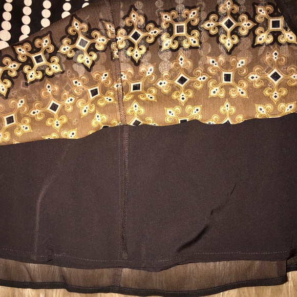 LIZ & CO—WOMEN’S PLUS—BROWN & IVORY BOHO/BUBBLY PRINT FULLY LINED SKIRT!! - Picture 4 of 6